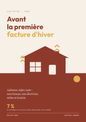 Couverture de l'ebook Avant la première facture d'hiver, guide pratique France, maison stylisée qui perd sa chaleur sur fond crème et brique