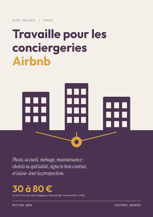 Couverture du guide Travaille pour les conciergeries Airbnb, édition 2026